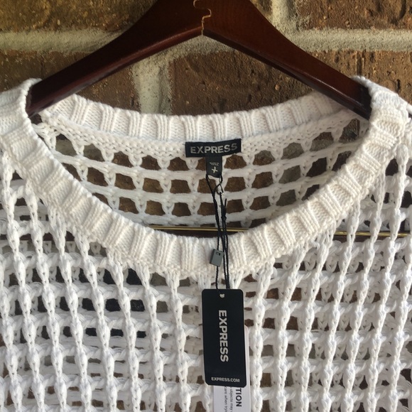 New EXPRESS White Crochet Top Sweater - Picture 4 of 6